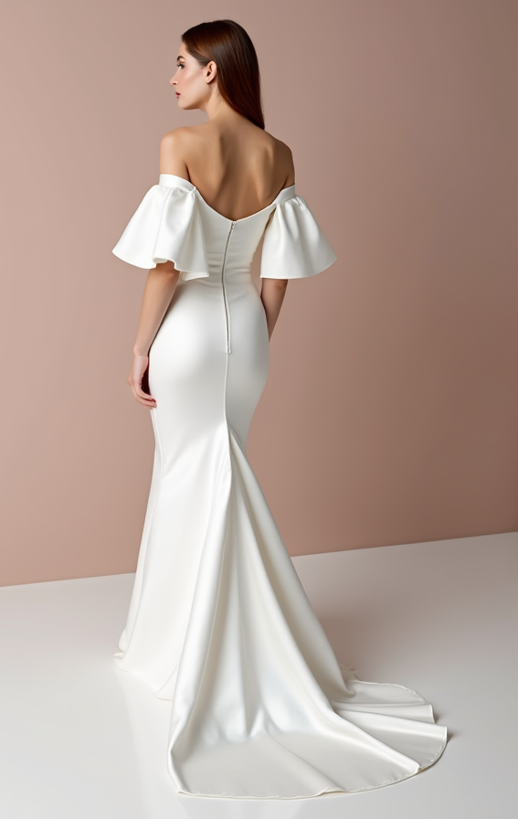 Glamorous White Mermaid Wedding Dress with a Satin Finish for a Luxurious Look backless New Satin white