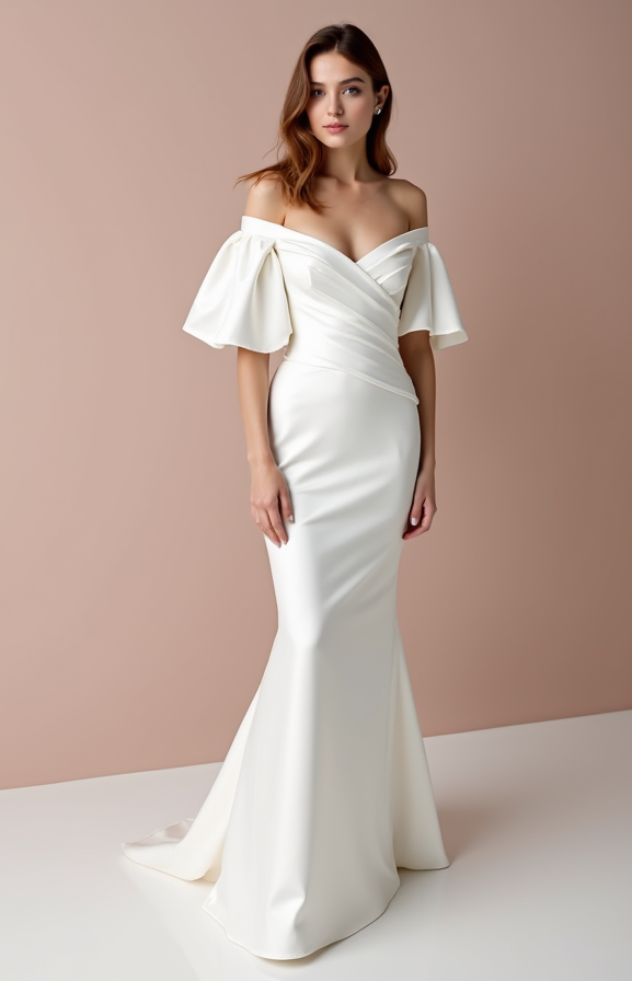 Glamorous White Mermaid Wedding Dress with a Satin Finish for a Luxurious Look backless New Satin white