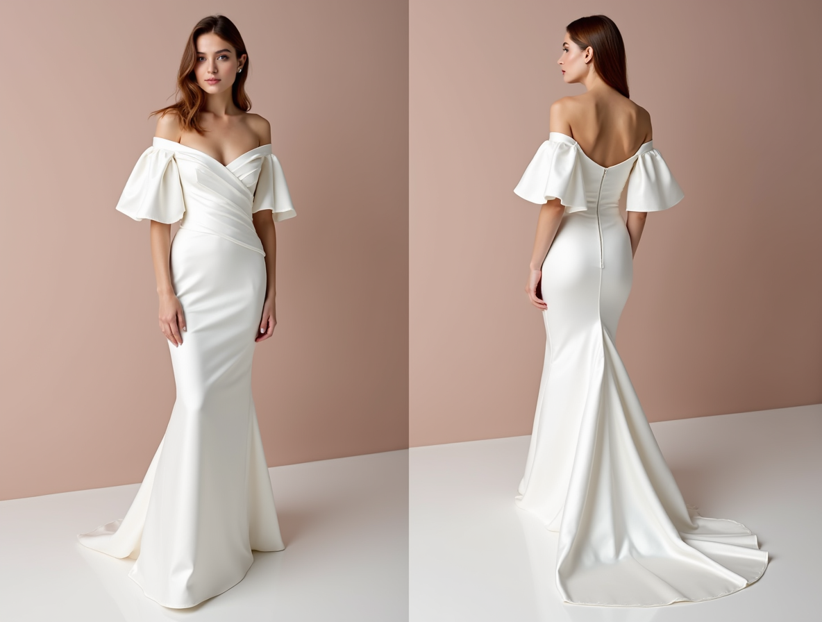 Glamorous White Mermaid Wedding Dress with a Satin Finish for a Luxurious Look backless New Satin white