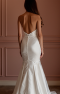 Sexy White Mermaid Wedding Dress with a Lace-Up Back for a Custom Fit backless New Satin white
