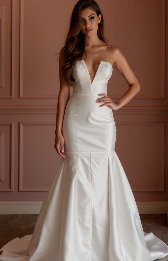 Sexy White Mermaid Wedding Dress with a Lace-Up Back for a Custom Fit backless New Satin white