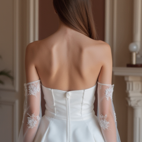 Classic White Mini Short Wedding Dress with a Wide V-Neck for an Elegant Look mesh New Satin white