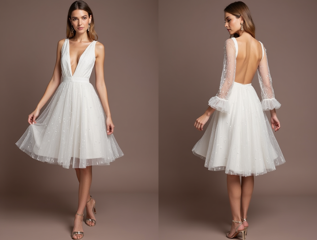 Bohemian White Mini Short Wedding Dress with a Relaxed Fit for Effortless Bridal Style mesh New Satin white