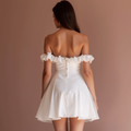 Boho White Mini Short Wedding Dress with a Relaxed Fit and Lace Trim for a Carefree Style New Satin white