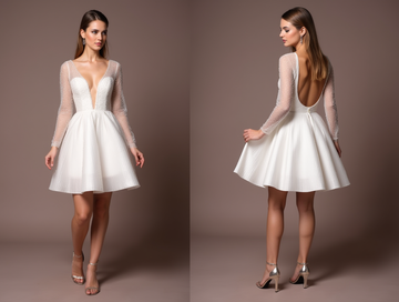 Modern White Mini Short Wedding Dress with a One-Shoulder Design for a Unique Look mesh New Satin white