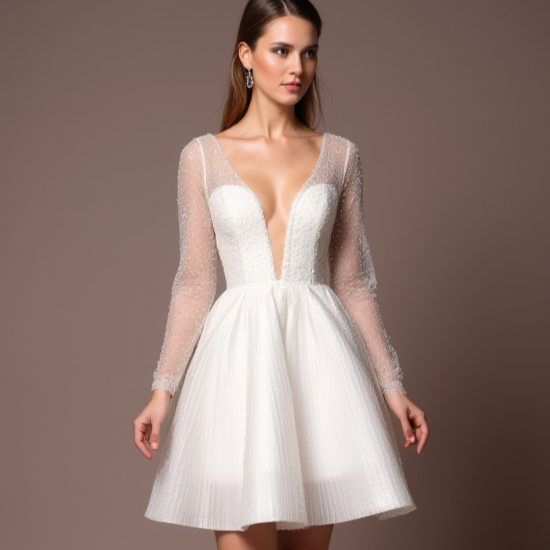 Modern White Mini Short Wedding Dress with a One-Shoulder Design for a Unique Look mesh New Satin white