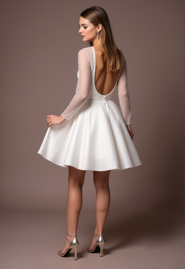 Modern White Mini Short Wedding Dress with a One-Shoulder Design for a Unique Look mesh New Satin white