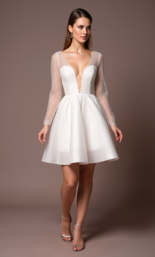 Modern White Mini Short Wedding Dress with a One-Shoulder Design for a Unique Look mesh New Satin white