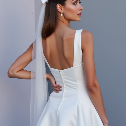 Modern White Mini Short Wedding Dress with a High Slit for a Trendy and Confident Bridal Look New Satin white