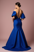 Stunning Blue Evening Dress & Prom Dress with Deep V-Neckline for a Bold Look blue New Satin