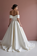 Unique White Princess Bridal Gown with Cascading Ruffles and a Dramatic Silhouette backless New Satin white