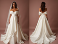 White Romantic Princess Wedding Dress with a Dramatic Ball Gown Skirt mesh New Satin white