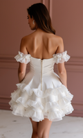 Modern White Mini Short Wedding Dress with Side Cutouts for a Trendy Touch New Satin white
