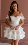 Modern White Mini Short Wedding Dress with Side Cutouts for a Trendy Touch New Satin white