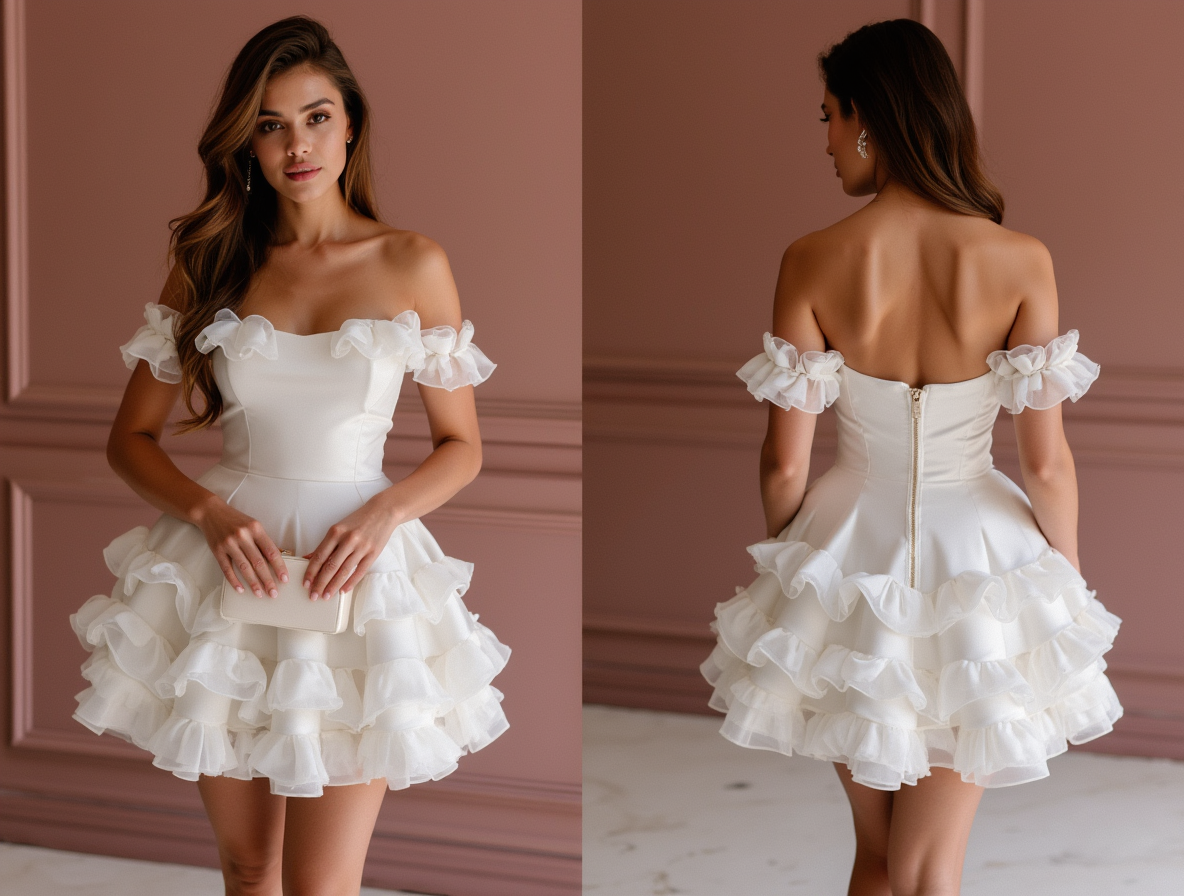 Modern White Mini Short Wedding Dress with Side Cutouts for a Trendy Touch New Satin white