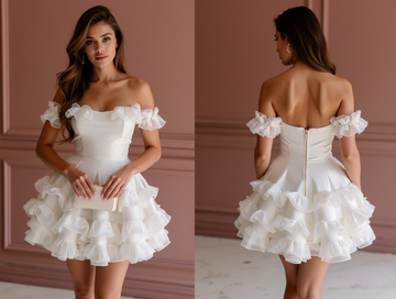 Modern White Mini Short Wedding Dress with Side Cutouts for a Trendy Touch New Satin white