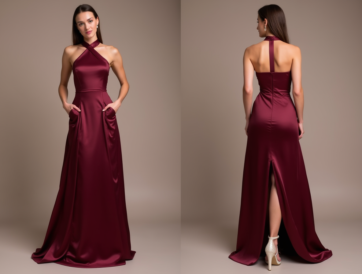 Timeless Red Evening Dress & Prom Dress with a Vintage Lace Design New red Satin