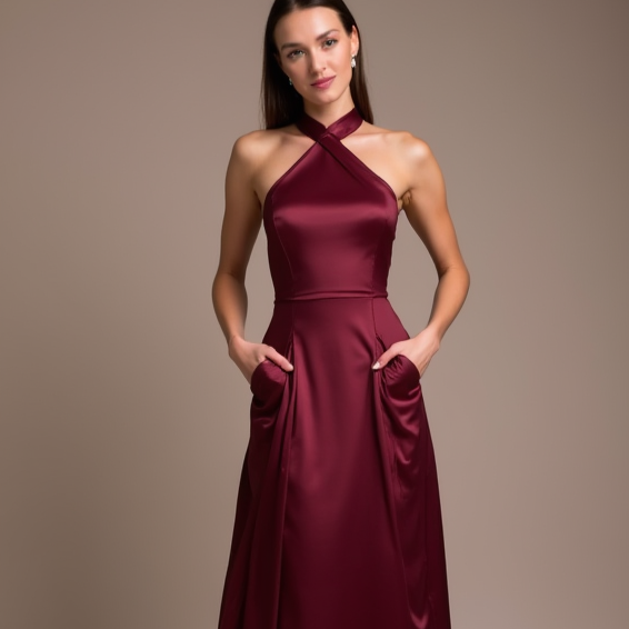 Timeless Red Evening Dress & Prom Dress with a Vintage Lace Design New red Satin