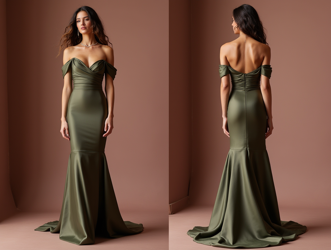 Sophisticated Green Evening Dress & Prom Gown with Satin Finish for a Luxe Feel green New Satin