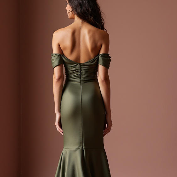 Sophisticated Green Evening Dress & Prom Gown with Satin Finish for a Luxe Feel green New Satin