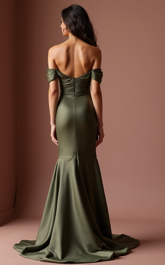 Sophisticated Green Evening Dress & Prom Gown with Satin Finish for a Luxe Feel green New Satin