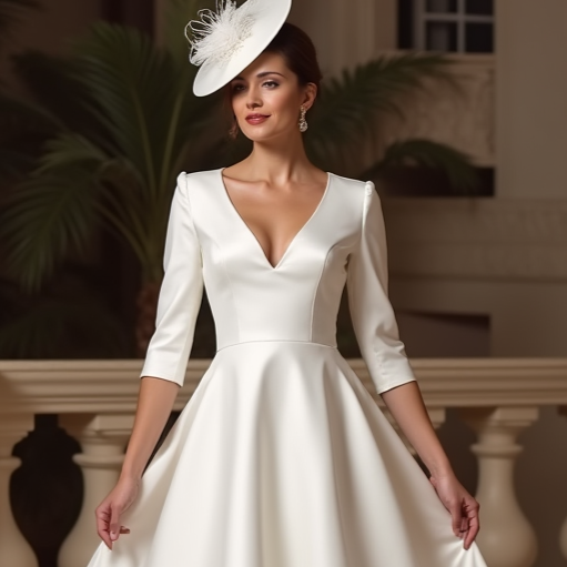 Elegant White Mini Short Wedding Dress with a Layered Skirt for Extra Volume and Drama New Satin white