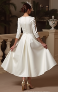 Elegant White Mini Short Wedding Dress with a Layered Skirt for Extra Volume and Drama New Satin white