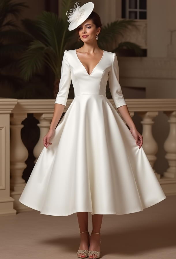 Elegant White Mini Short Wedding Dress with a Layered Skirt for Extra Volume and Drama New Satin white