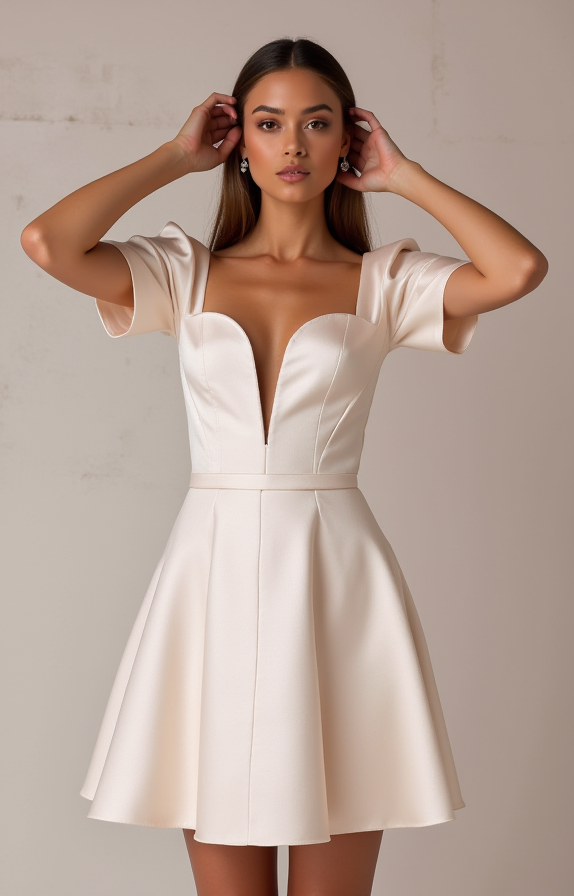 Elegant White Mini Short Wedding Dress with Lace Appliqué for a Romantic and Timeless Look New Satin white