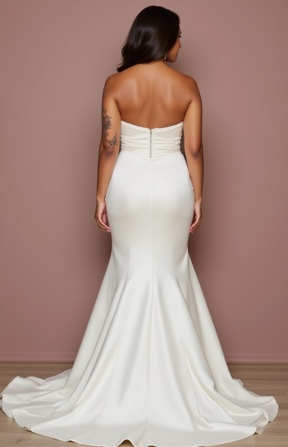 Mermaid White Wedding Dress with Delicate Embroidery for a Feminine Touch backless New Satin white