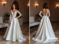 Sophisticated White Princess Ball Gown with a Corset Back and Flowing Layers backless mesh New Satin white