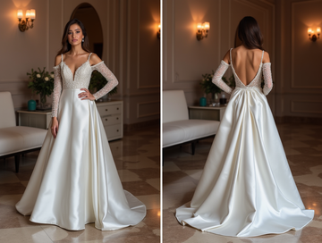 Sophisticated White Princess Ball Gown with a Corset Back and Flowing Layers backless mesh New Satin white