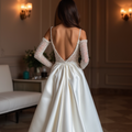 Sophisticated White Princess Ball Gown with a Corset Back and Flowing Layers backless mesh New Satin white