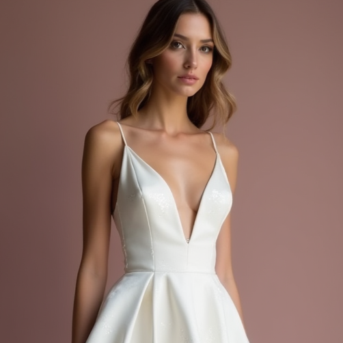 Stunning White Mini Short Wedding Dress with a Halter Neckline for a Stylish and Trendy Look New Satin white