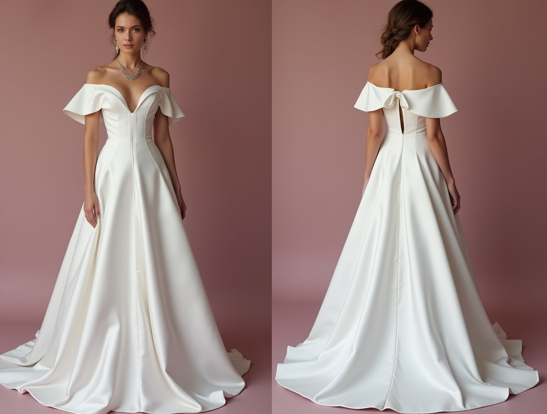 Modern White Princess Wedding Dress with a Plunging Neckline and Elegant Design backless New Satin white