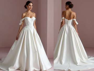 Regal White Princess Ball Gown with Off-Shoulder Draping and a Statement Train backless New Satin white