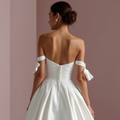 Regal White Princess Ball Gown with Off-Shoulder Draping and a Statement Train backless New Satin white