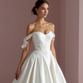 Regal White Princess Ball Gown with Off-Shoulder Draping and a Statement Train backless New Satin white