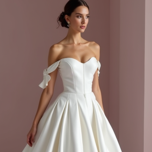 Regal White Princess Ball Gown with Off-Shoulder Draping and a Statement Train backless New Satin white