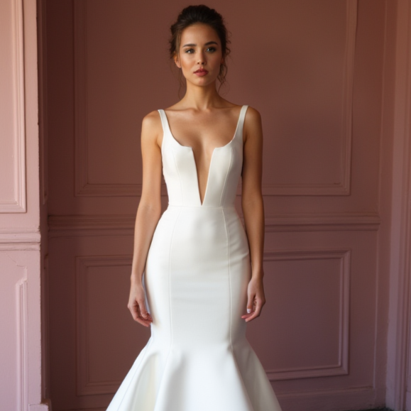 Mermaid Wedding Dress with a Long Train for a Grand and Regal Entrance backless New Satin split