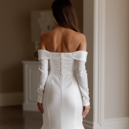 Stunning White Mermaid Wedding Gown with a Crystal Beaded Bodice for Extra Glam backless New Satin white