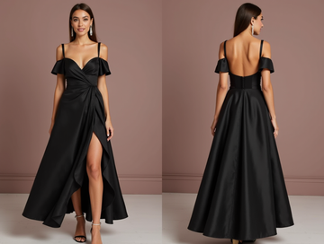 Black Wedding Dress for Elegant Evening Weddings with a Luxe Feel black New Satin split