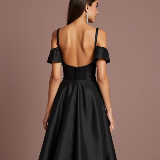 Black Wedding Dress for Elegant Evening Weddings with a Luxe Feel black New Satin split