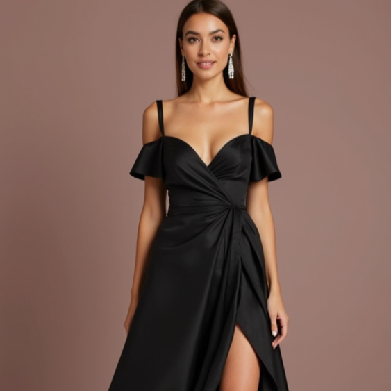 Black Wedding Dress for Elegant Evening Weddings with a Luxe Feel black New Satin split