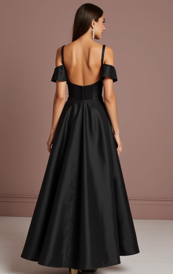 Black Wedding Dress for Elegant Evening Weddings with a Luxe Feel black New Satin split