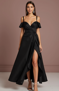 Black Wedding Dress for Elegant Evening Weddings with a Luxe Feel black New Satin split