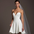 Modern White Mini Short Wedding Dress with a High Slit for a Trendy and Confident Bridal Look New Satin white