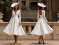 Stylish White Mini Short Wedding Dress with a High-Low Hemline for a Trendy and Chic Look New Satin white