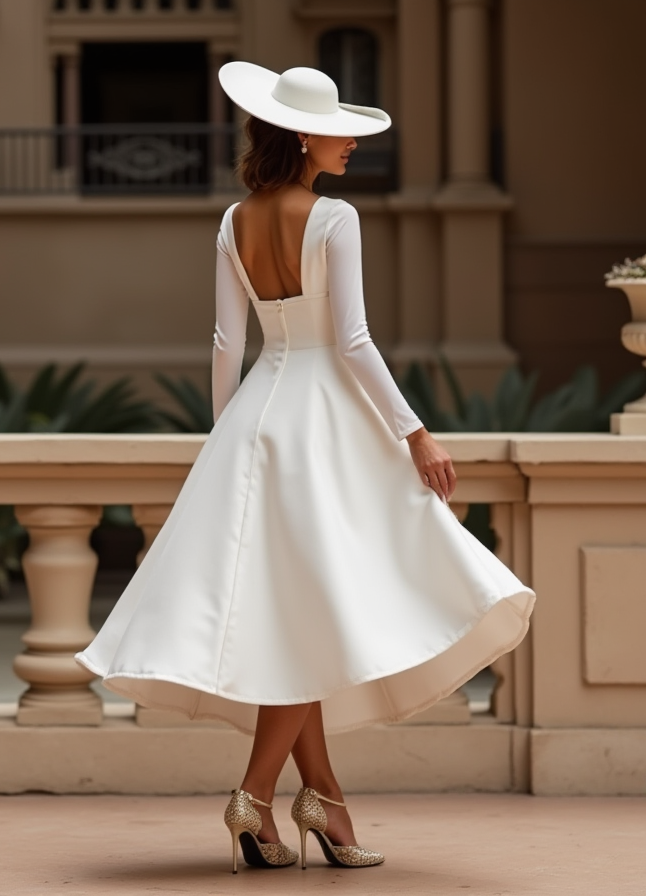 Stylish White Mini Short Wedding Dress with a High-Low Hemline for a Trendy and Chic Look New Satin white