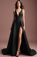 Black Ball Gown Wedding Dress for a Royal and Dramatic Entrance black New Satin split